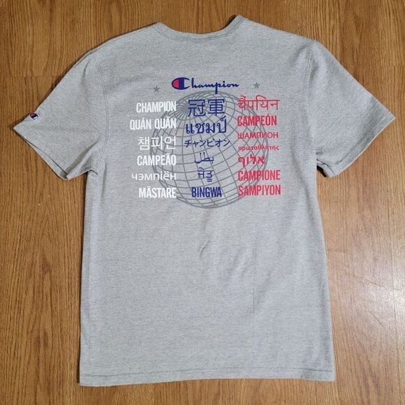 Champion International Unity Classic Heritage Tee Reverse Weave Gray White Blue - Picture 1 of 9